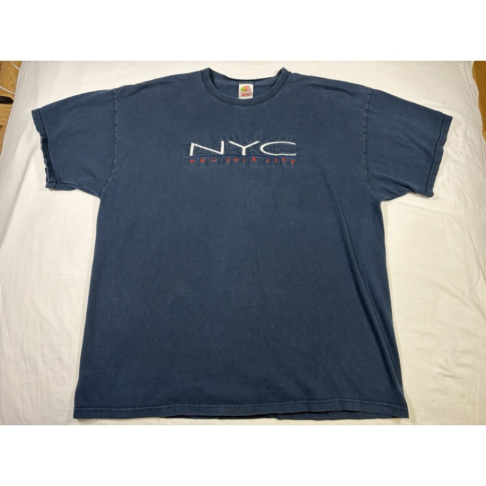 Y2K New York City T Shirt 2XL Navy Blue Embroidered NYC Souvenir Tee